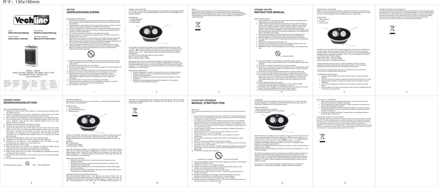 Vechline Kachel Ovalado 750/1500W 4 Vechline Kachel Ovalado 750/1500W - Afbeelding 2