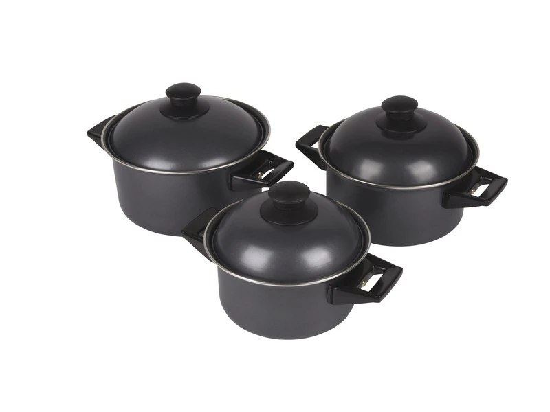 Camp-Gear Ca Pannenset Rondo Carbonstaal 3Dlg 4 Camp-Gear Ca Pannenset Rondo Carbonstaal 3Dlg - Afbeelding 2