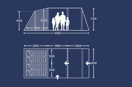 Kampa Tunneltent Hayling 4 Air TC 7 Kampa Tunneltent Hayling 4 Air TC - Afbeelding 5