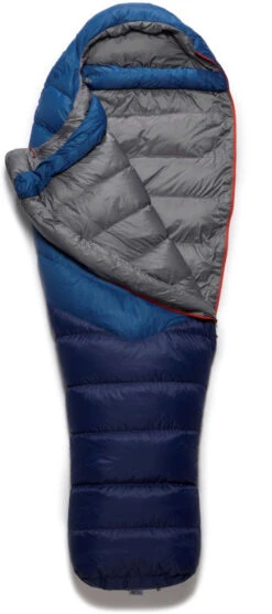 Rab Slaapzak Alpine 400 Left Zip - Ink -Beste Kampeer Winkel Rab slaapzak alpine 400 ink long open 1